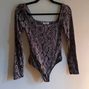 Aritzia Snakeskin Thong Bodysuit